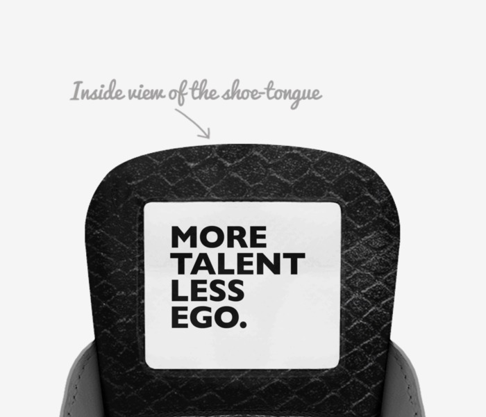 M83's custom made in Italy shoes by Ms Jess Kash | Tongue view