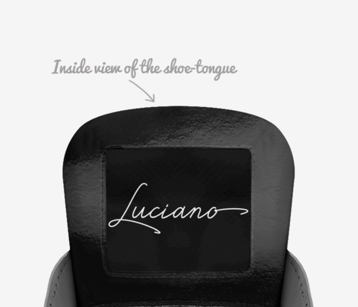 Luciano's custom made in Italy shoes by Corey Boyd Jr | Tongue view