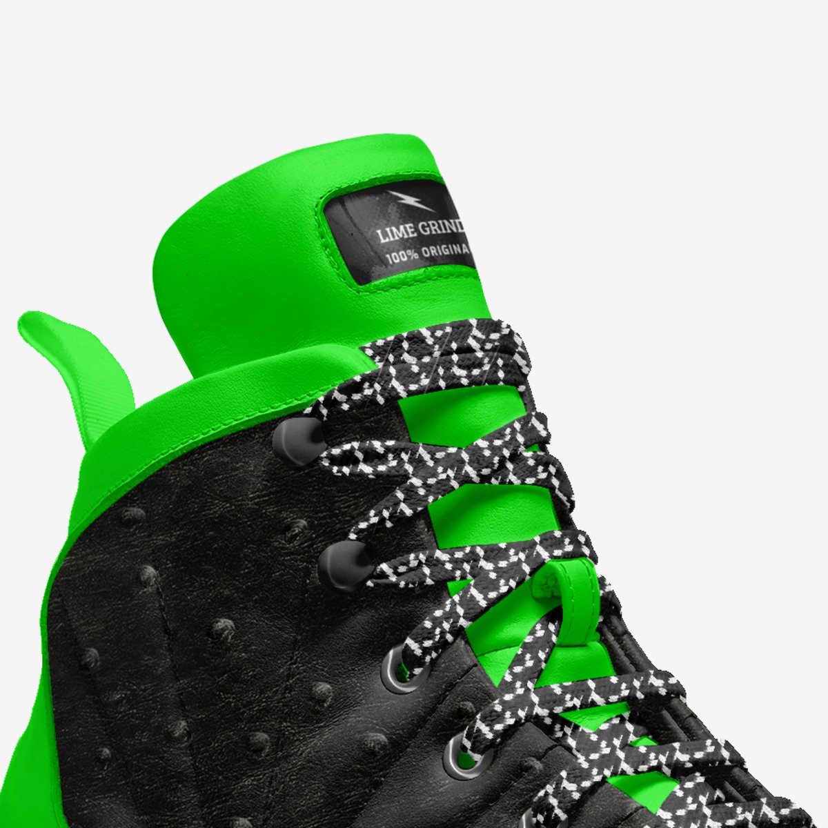 Lime Grind custom made in Italy shoes by Krist Taylor Johnson | Detail view