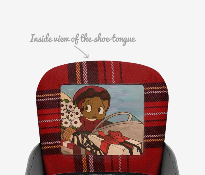 Coco Melanin custom made in Italy shoes by Nakesha Caldwell | Tongue view