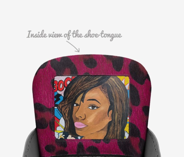 Tha Plug custom made in Italy shoes by Nakesha Caldwell | Tongue view