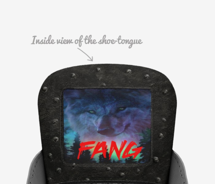 Fang custom made in Italy shoes by Raynor Cielto | Tongue view