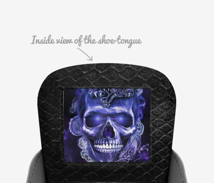 Black Ice  custom made in Italy shoes by Angel Lee | Tongue view