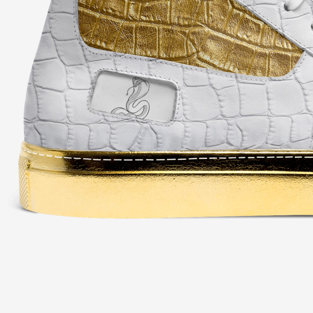White Albino Snake custom made in Italy shoes by Xquisite Clothing | Detail view