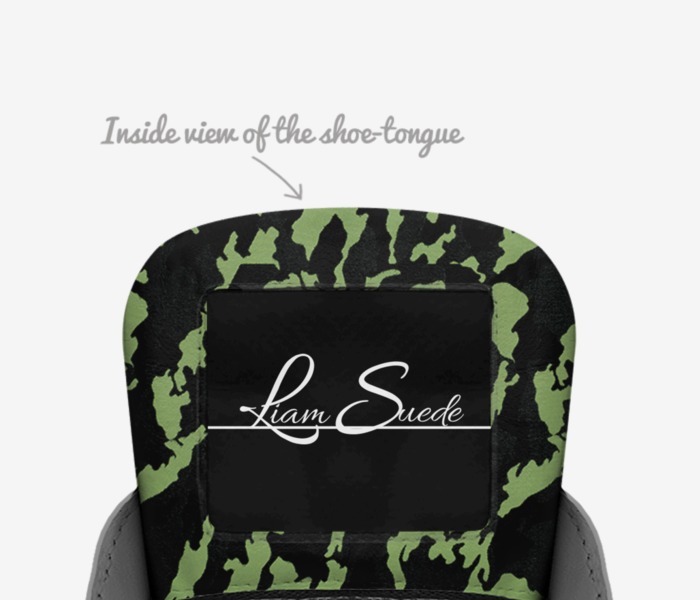 s custom made in Italy shoes by Liam Suede | Tongue view