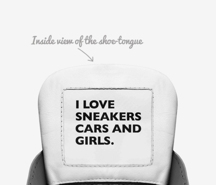 712 80's Baby custom made in Italy shoes by Kennyatta Roberts | Tongue view