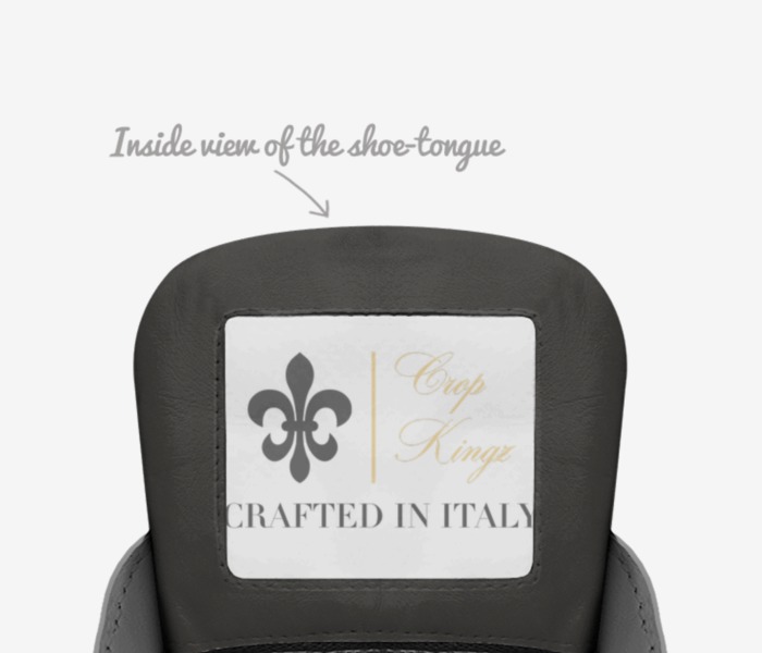 CROP KINGZ custom made in Italy shoes by Sean Burke | Tongue view