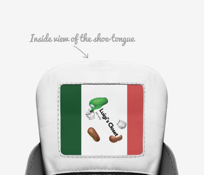 LuigisGolfClub custom made in Italy shoes by Brian Williams Ra | Tongue view