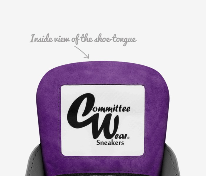 CW PURPLE CITY custom made in Italy shoes by Terrence Ford | Tongue view