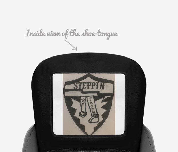 Steppin By Faith custom made in Italy shoes by Tina M Fields | Tongue view
