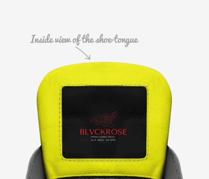 BLVCKROSE-SP01 custom made in Italy shoes by Robert Bailey | Tongue view
