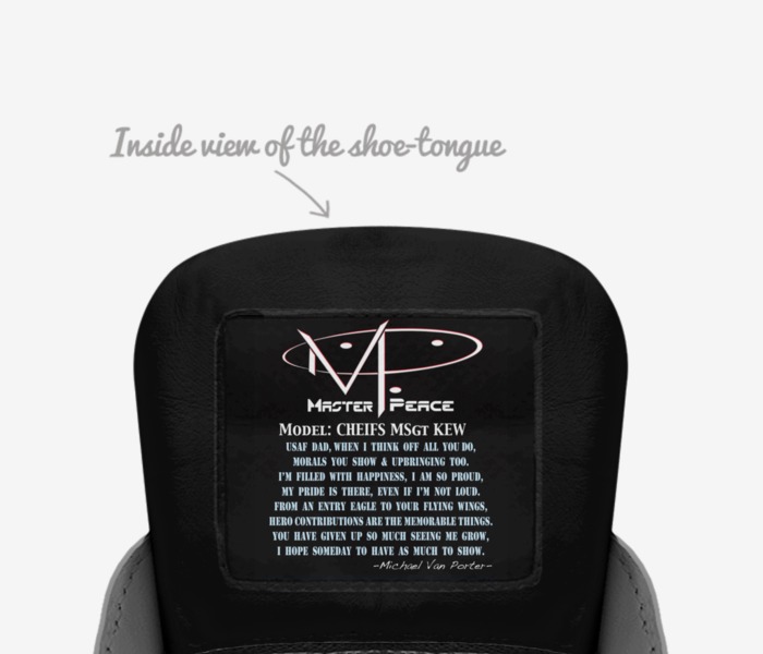 CHEIFS MSgt KEW custom made in Italy shoes by Michael Porter | Tongue view