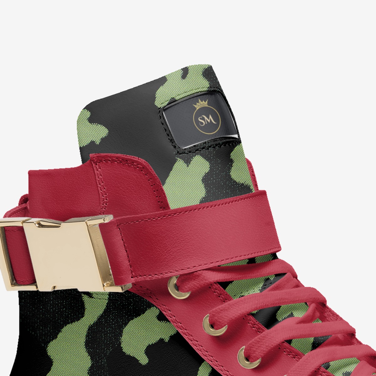 Red Camo custom made in Italy shoes by Brian Washington | Detail view