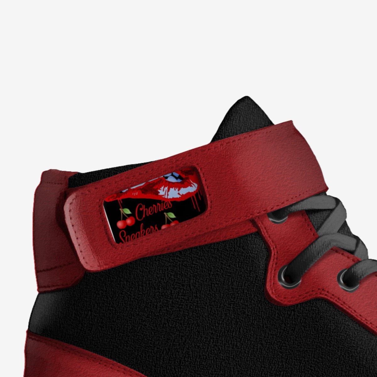 Cherries Sneakers custom made in Italy shoes by Joshua Williams | Detail view
