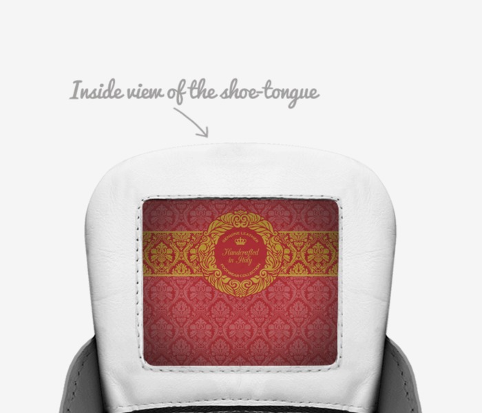 Ty’son’s custom made in Italy shoes by Seven Waters | Tongue view