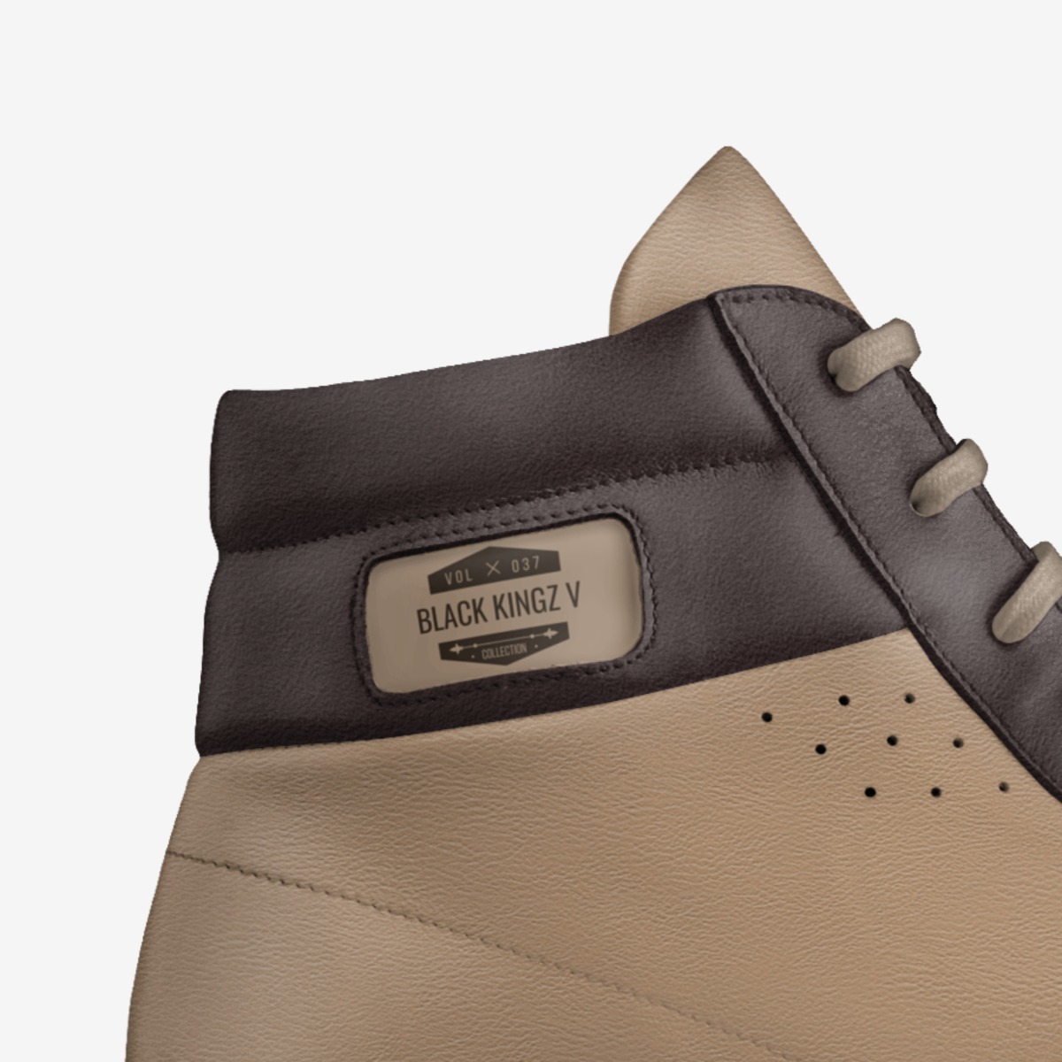 Black Kingz V custom made in Italy shoes by Telvin Scales | Detail view