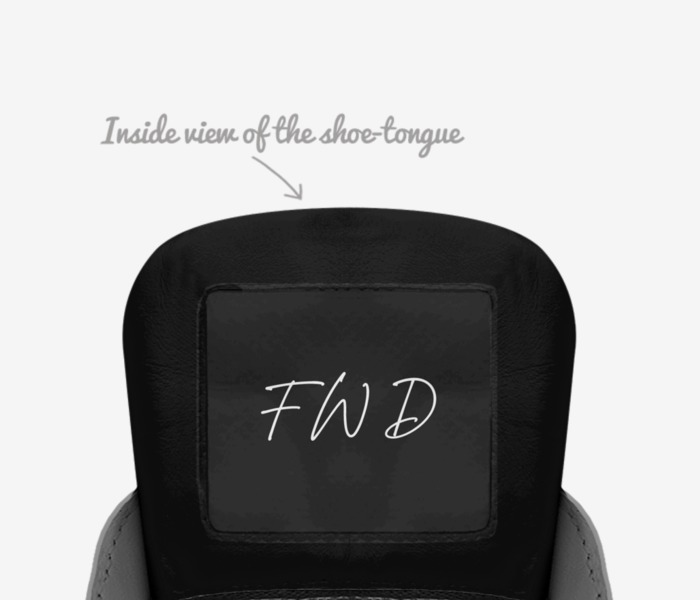 FWD custom made in Italy shoes by Angela Skaff | Tongue view
