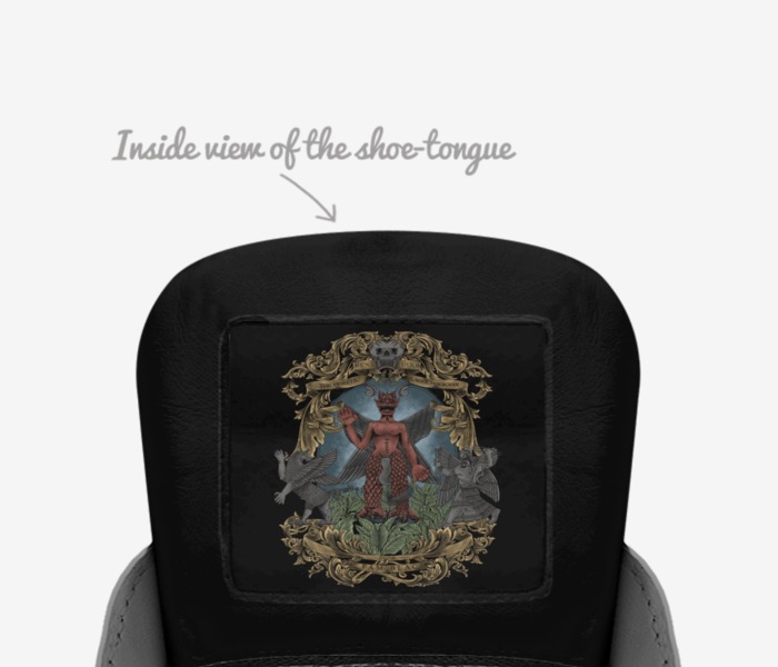 Pazuzu custom made in Italy shoes by James Beam | Tongue view