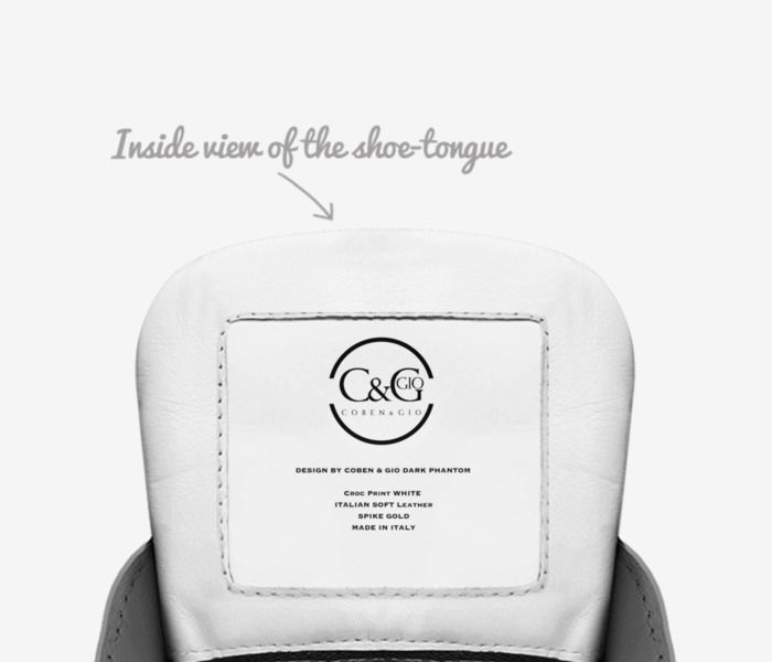 WHITE PHANTOM custom made in Italy shoes by C&g Coben&gio | Tongue view