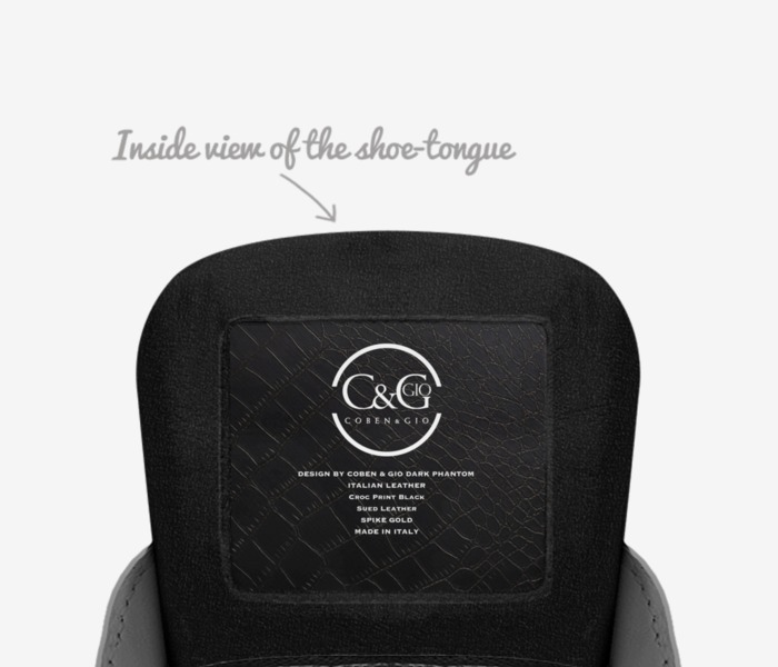 DARK PHANTOM custom made in Italy shoes by C&g Coben&gio | Tongue view