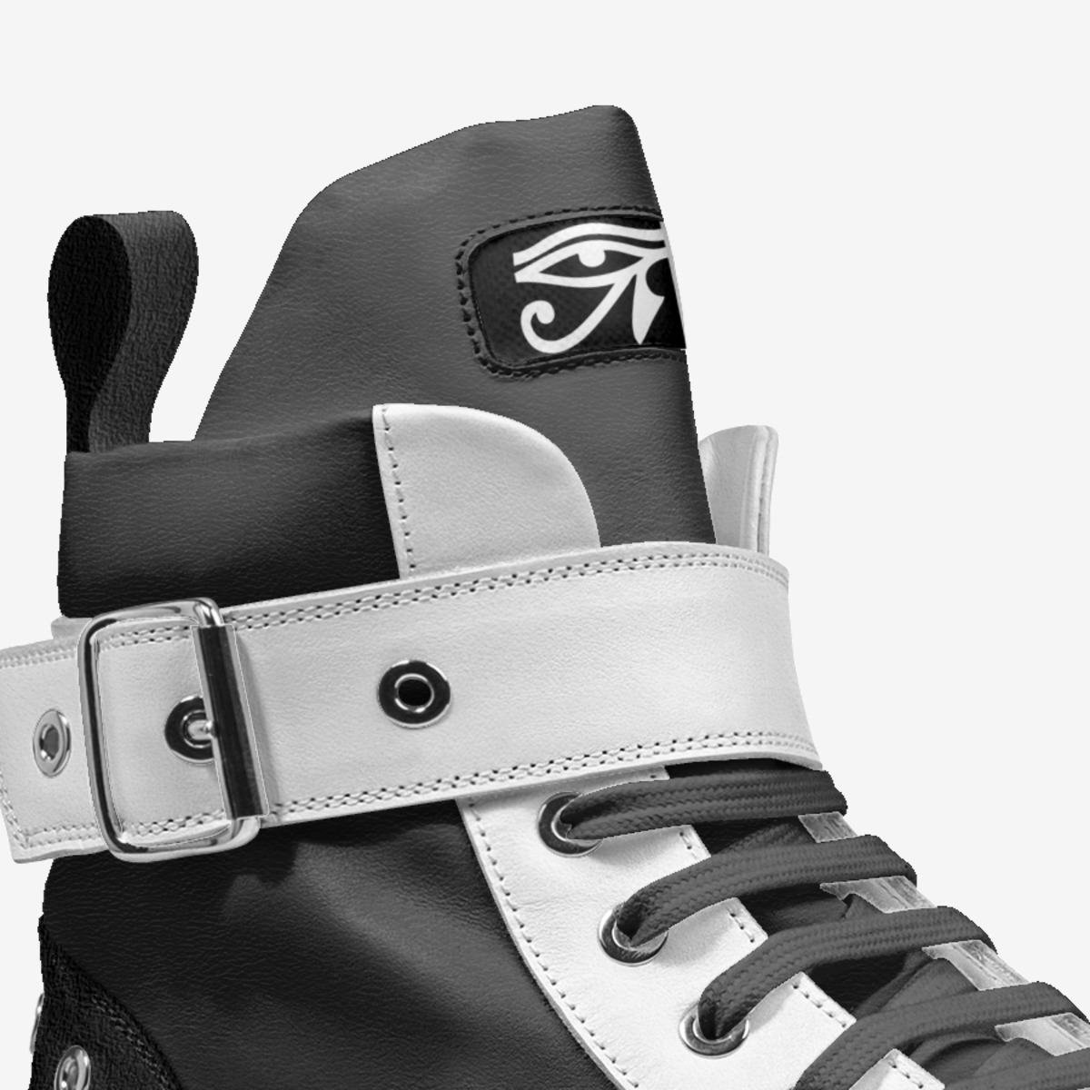 Satan black  custom made in Italy shoes by El Ro Al | Detail view