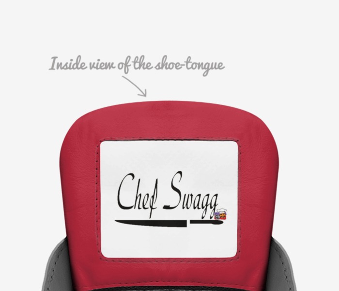 Chef Swagg custom made in Italy shoes by Kris Dixon | Tongue view