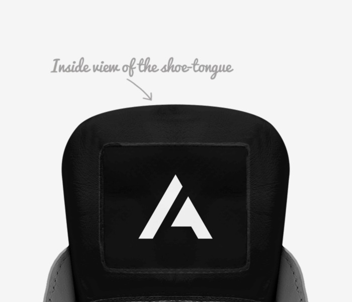 Arc One custom made in Italy shoes by Aaron Belyea | Tongue view