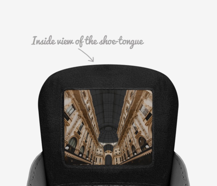Black Ice custom made in Italy shoes by Kevin Bartee | Tongue view