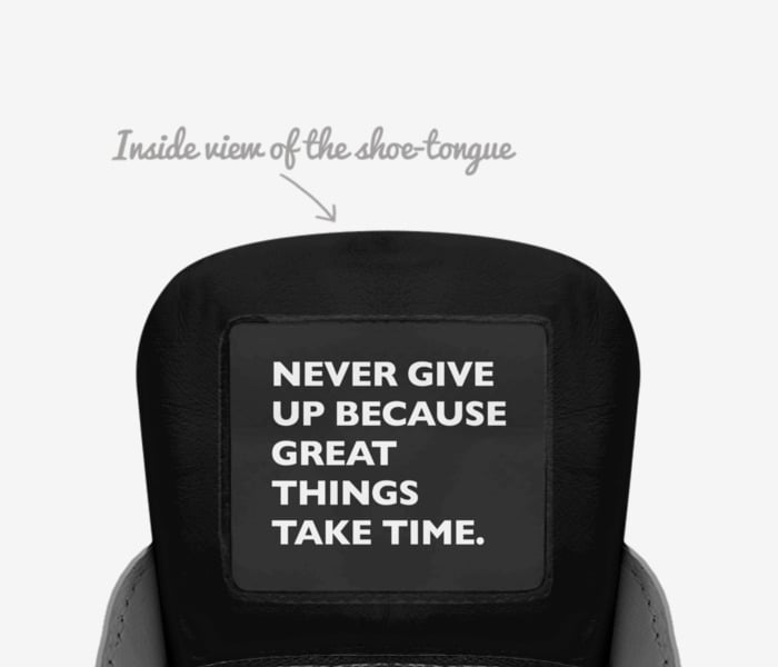 Jeremiah 29:11 custom made in Italy shoes by Jacqueline Wilson | Tongue view