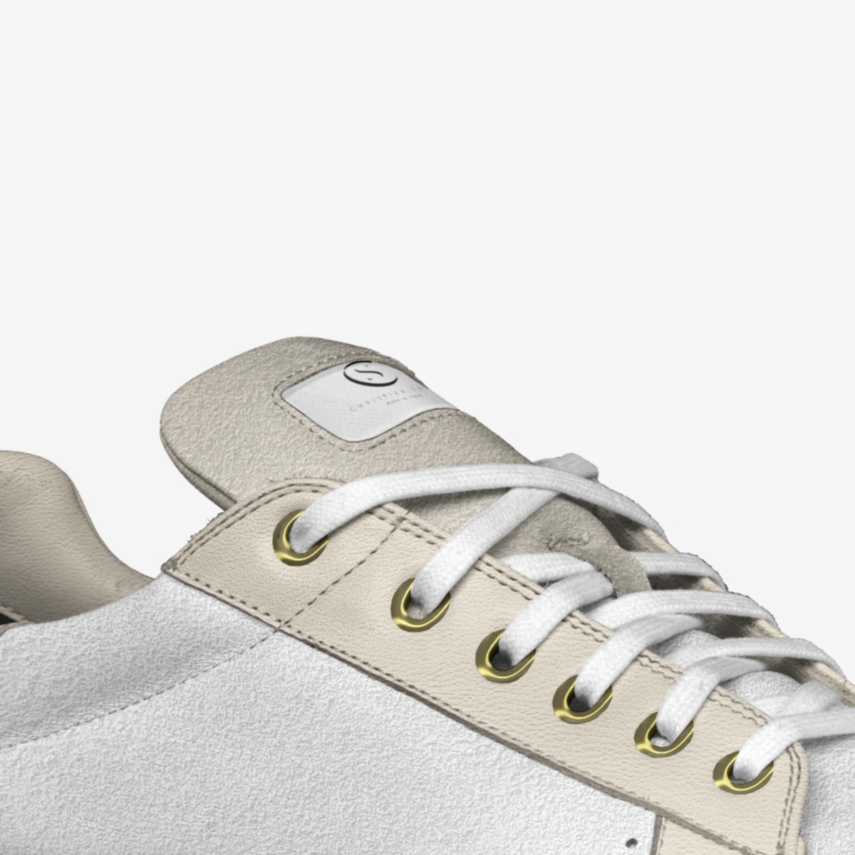 Simplicity Sneaker (Beige) custom made in Italy shoes by Christian Soles Collection | Detail view