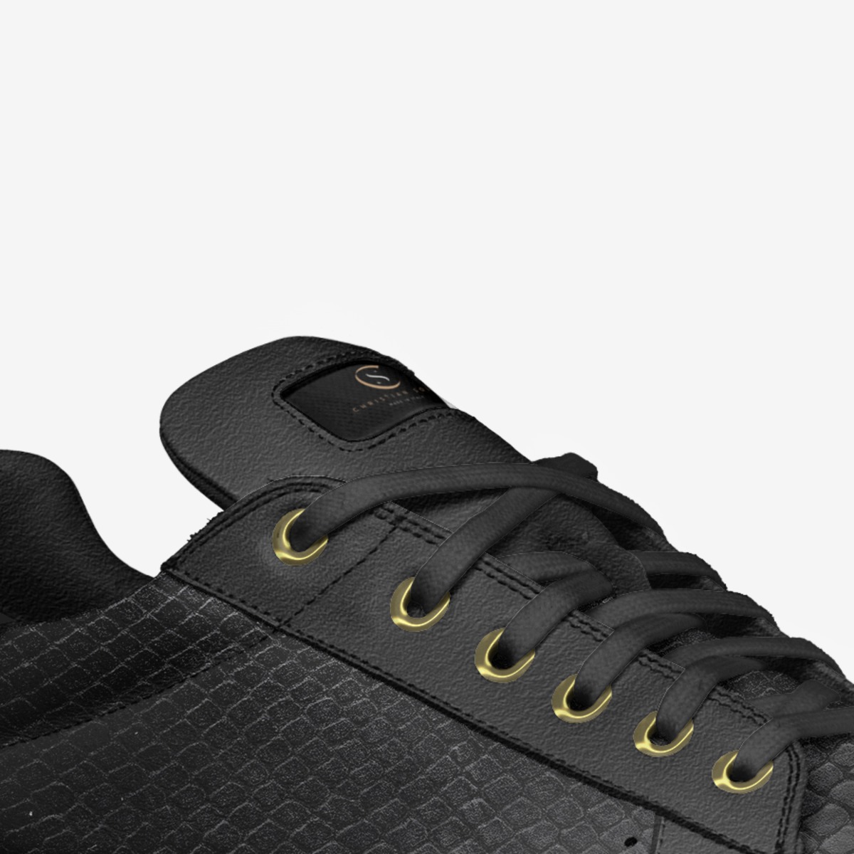 Simplicity Sneaker (Black) custom made in Italy shoes by Christian Soles Collection | Detail view