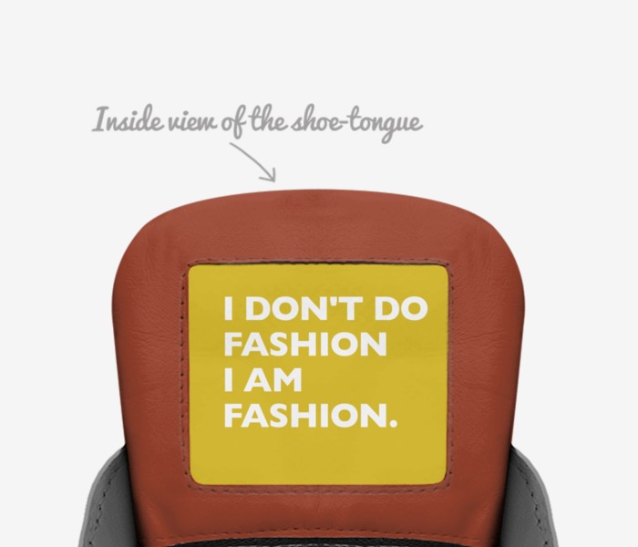 Mers custom made in Italy shoes by Michelle E Richardson | Tongue view