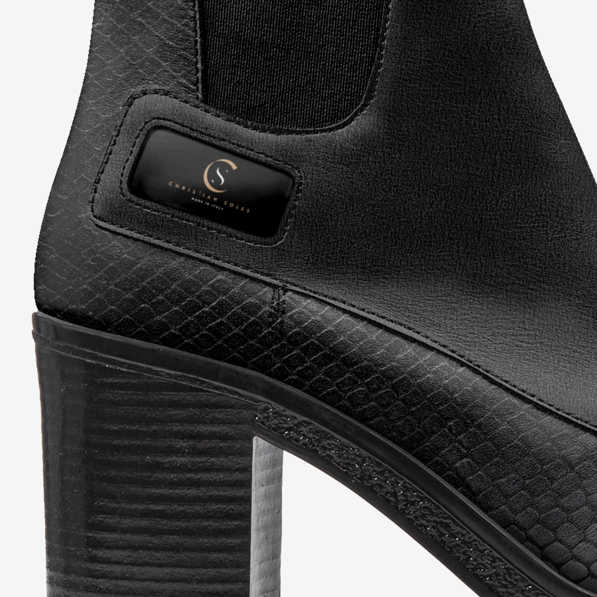Brigette Boot (Black) custom made in Italy shoes by Christian Soles Collection | Detail view