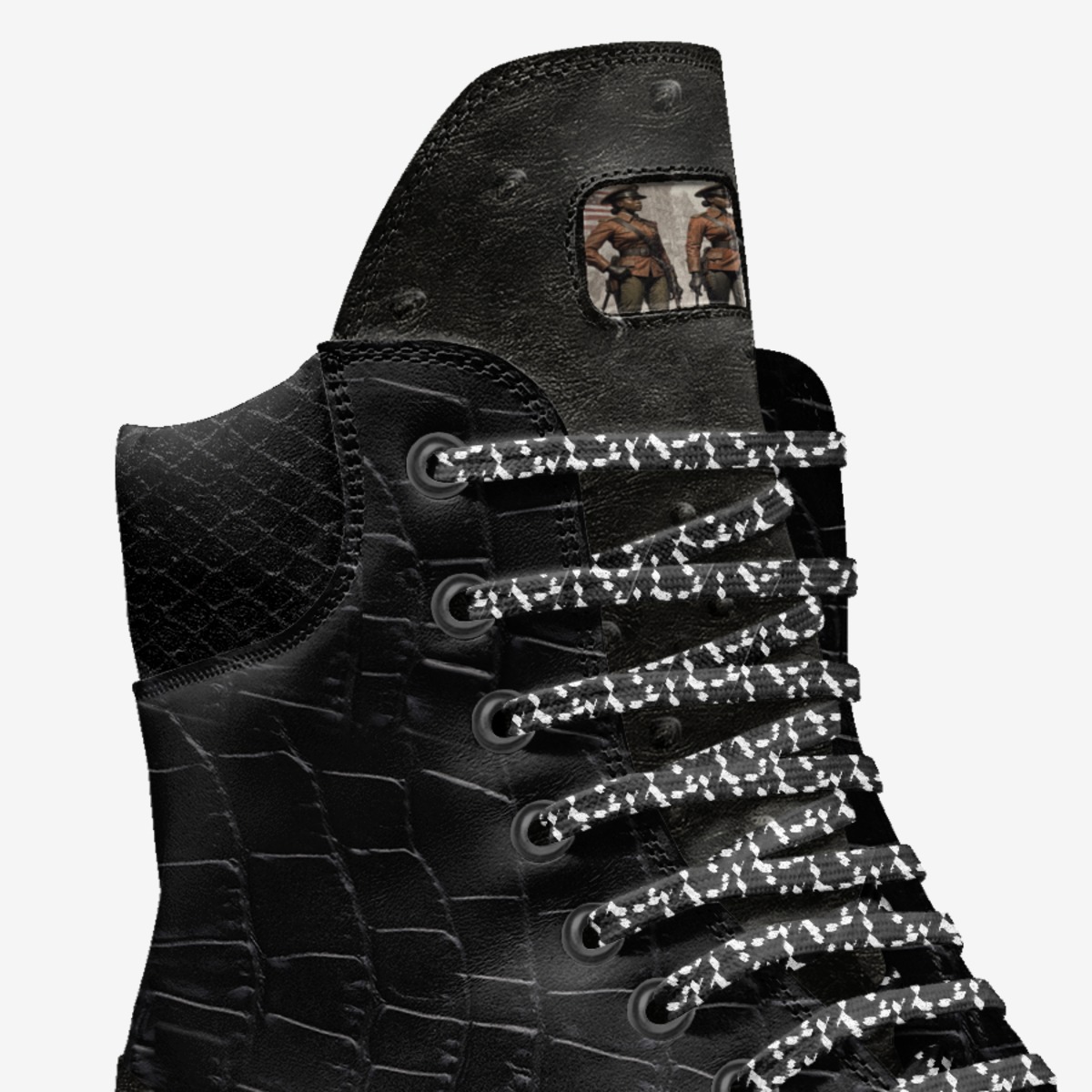 Womensmilitary custom made in Italy shoes by Desiree Sims | Detail view