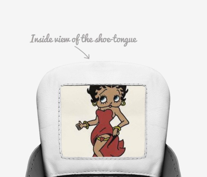 Betty Boop custom made in Italy shoes by Ny-leeka Jackson | Tongue view