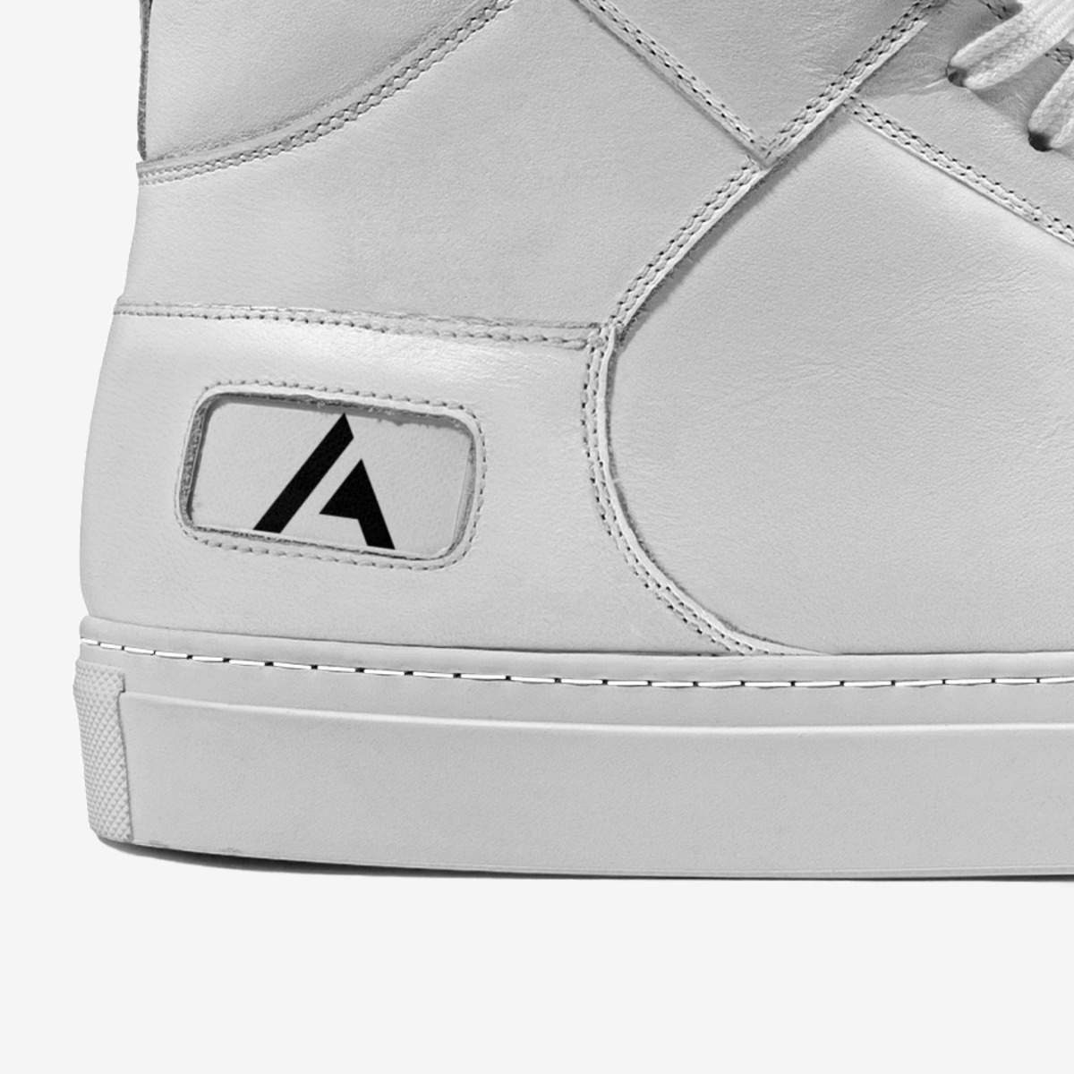 Fresh White Kicks custom made in Italy shoes by Aaron Belyea | Detail view