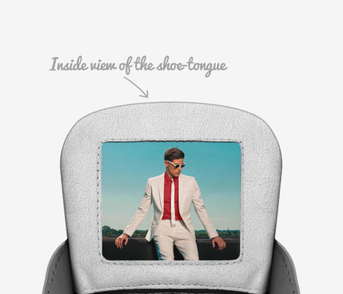 Designafly custom made in Italy shoes by Reynaldo Torres | Tongue view