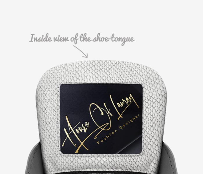 Nicole Kelley custom made in Italy shoes by Colette Bates | Tongue view