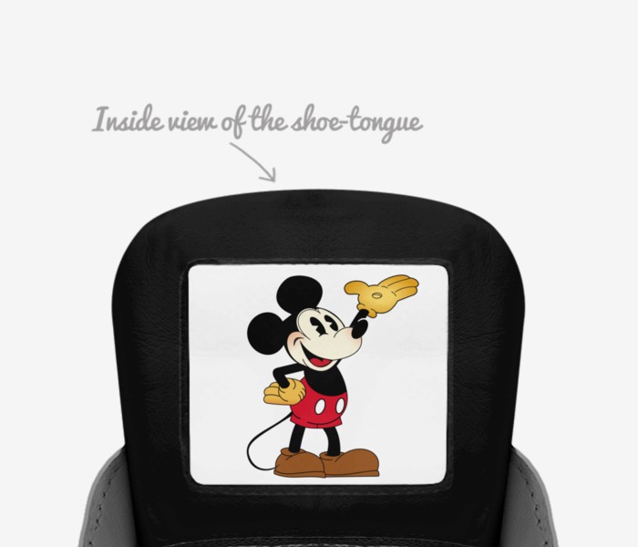 The Mickey Origins custom made in Italy shoes by Rich King | Tongue view