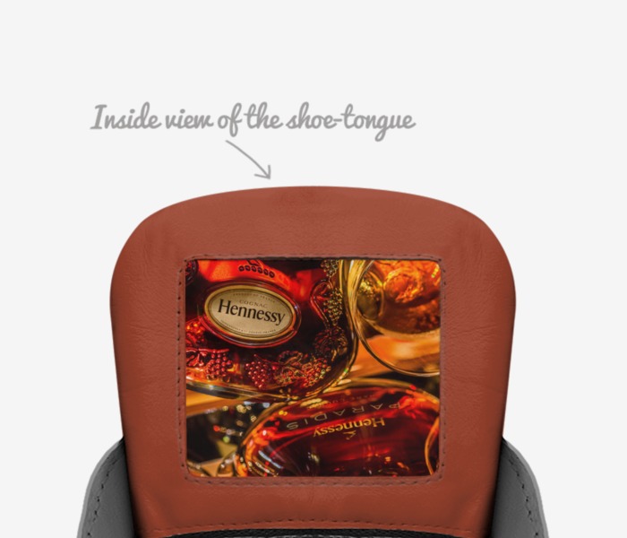 Hennessy custom made in Italy shoes by Ny-leeka Jackson | Tongue view