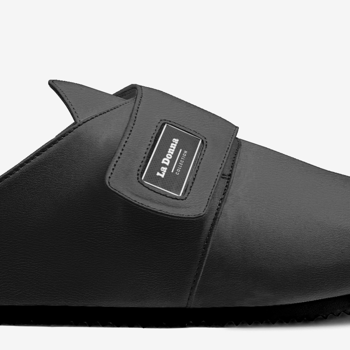 Black Sandals  custom made in Italy shoes by Donna Sanders | Detail view