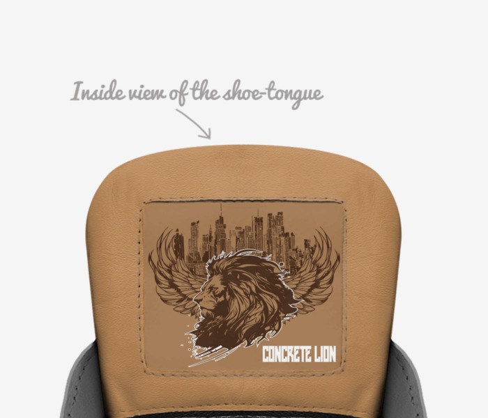 Concrete Lion custom made in Italy shoes by Rodney R. | Tongue view