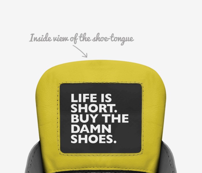 Shoeless custom made in Italy shoes by Chris Rue | Tongue view