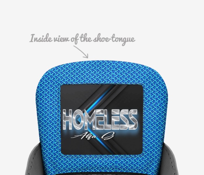 Homeless  custom made in Italy shoes by Gail Griffin | Tongue view