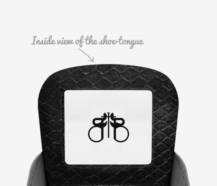 Gems Black Diamond custom made in Italy shoes by Brandon Edwards | Tongue view