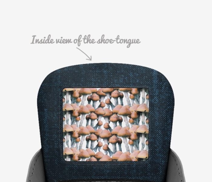 Sweet Terpenes custom made in Italy shoes by Heather Stanley | Tongue view