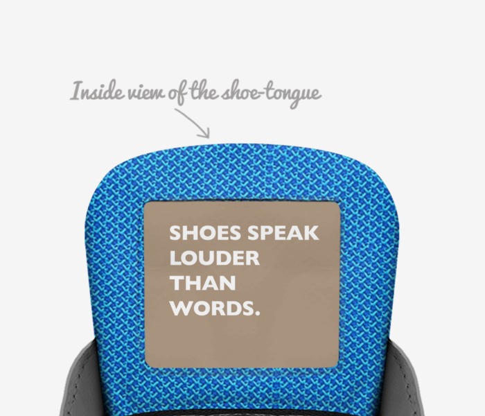 autism mama custom made in Italy shoes by Trēsha Judson | Tongue view