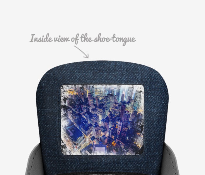 Autism Crew custom made in Italy shoes by Trēsha Judson | Tongue view