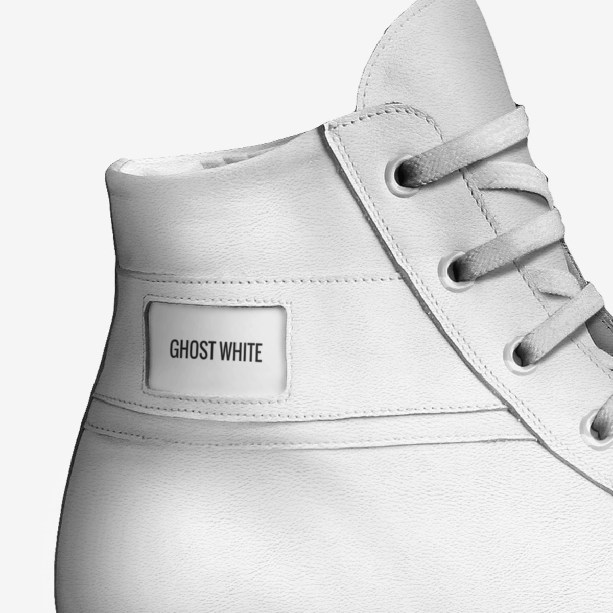 Ghost White custom made in Italy shoes by Kaylyn Smith | Detail view
