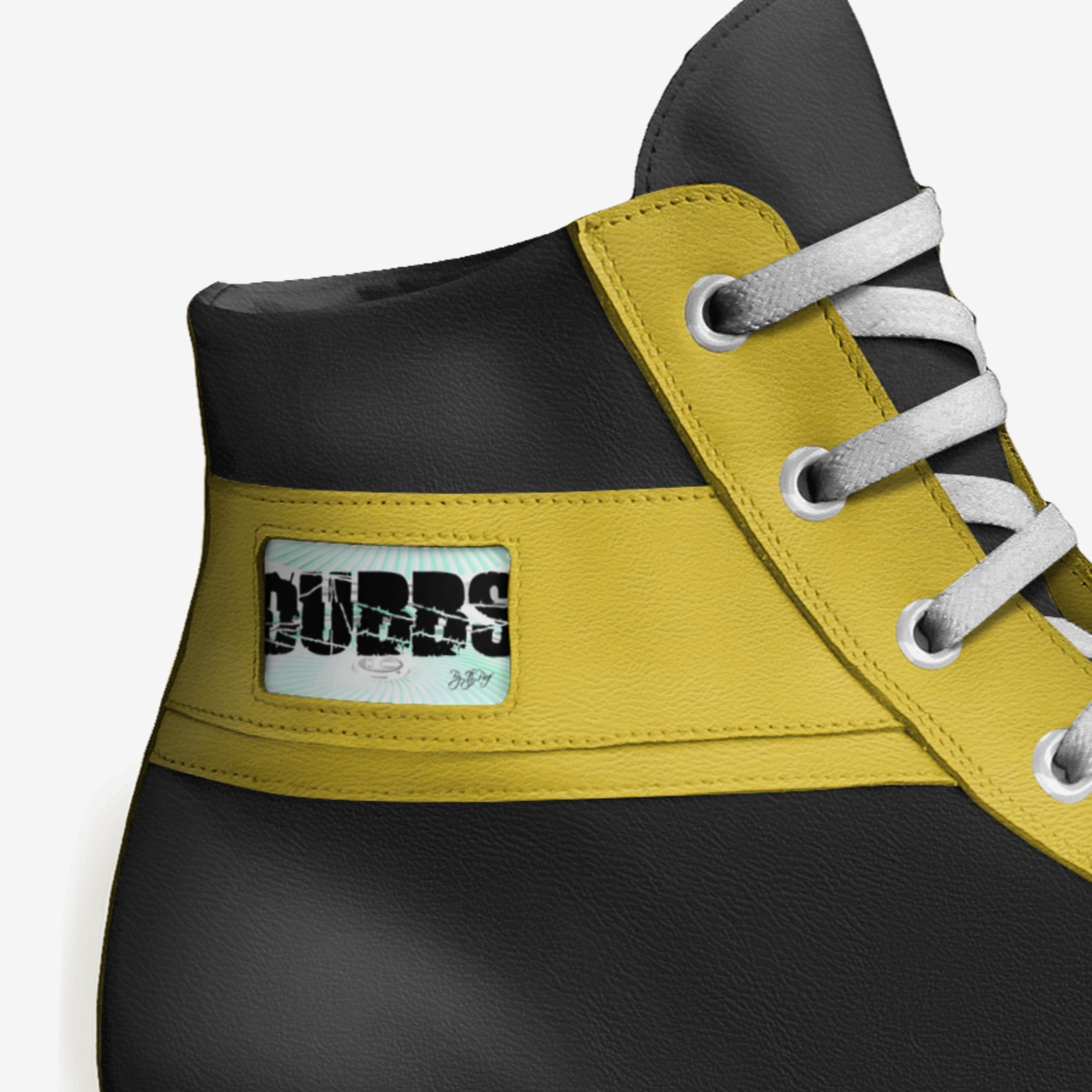 Black And Yellows custom made in Italy shoes by Itz Prof | Detail view
